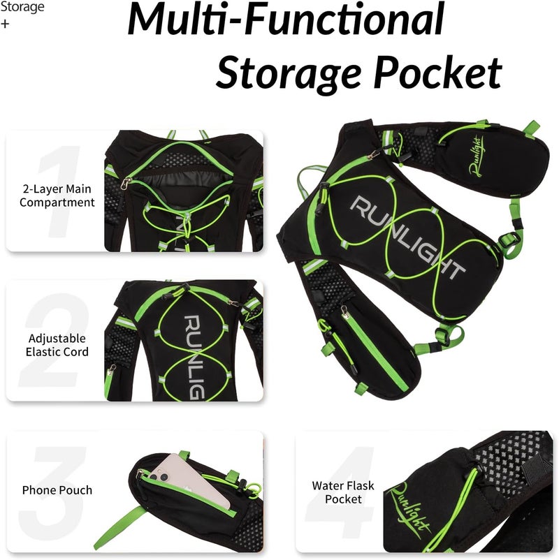 Runlight Running Vest for Women Men Lightweight Hydration Backpack Pack with 1.5L Water Bladder Bag Hydro Daypack for Hiking,Trail,Skiing,Camping,Cycling,Race,Marathon - Image 5